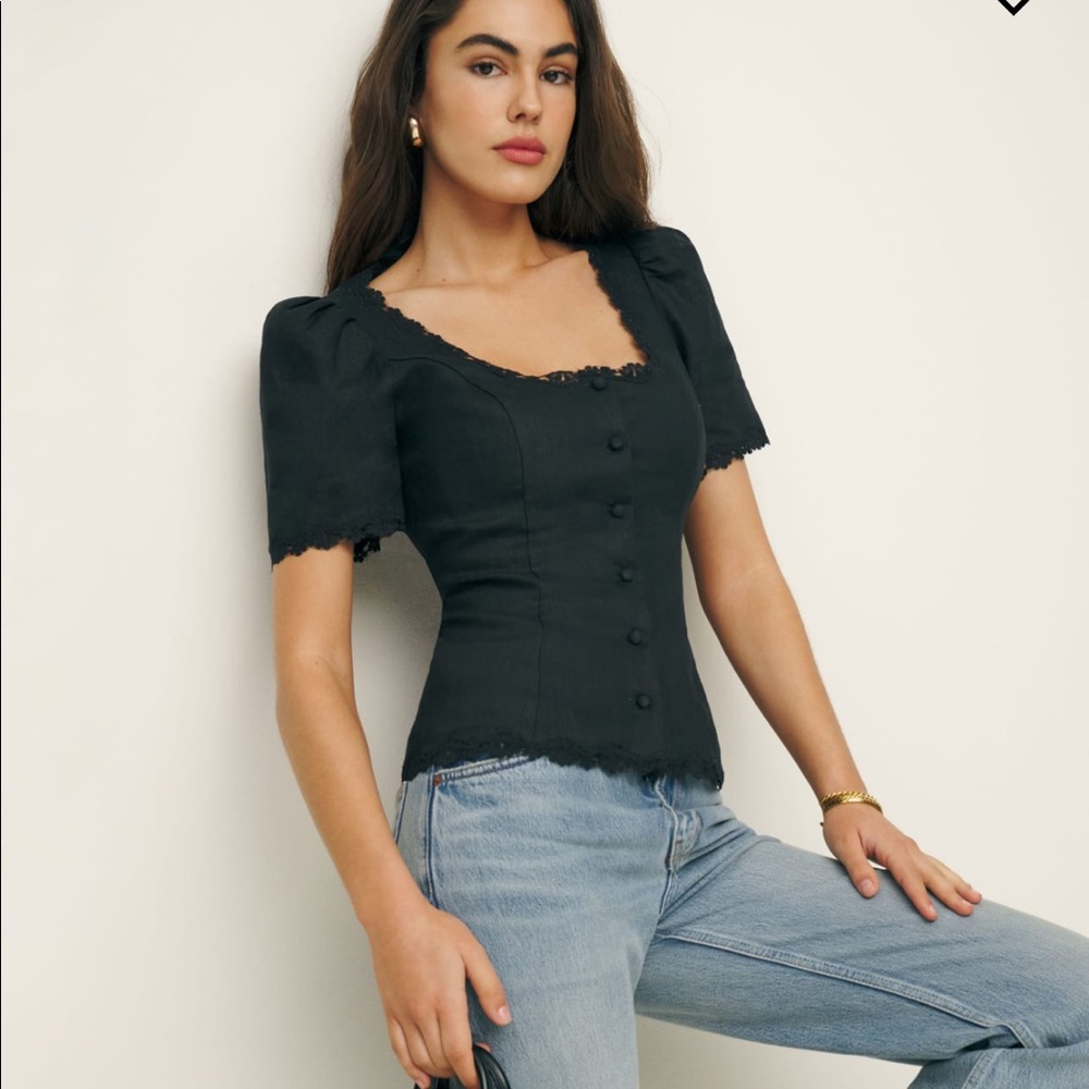 Reformation Anabella Linen Top